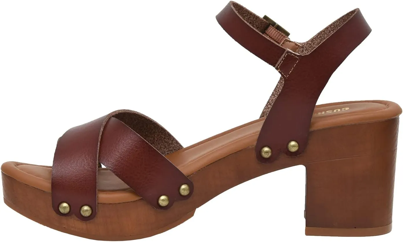 CUSHIONAIRE Women's Slate Faux Wood Sandal  Memory Foam Insole & LiteSole Technology -Wide Widths Available