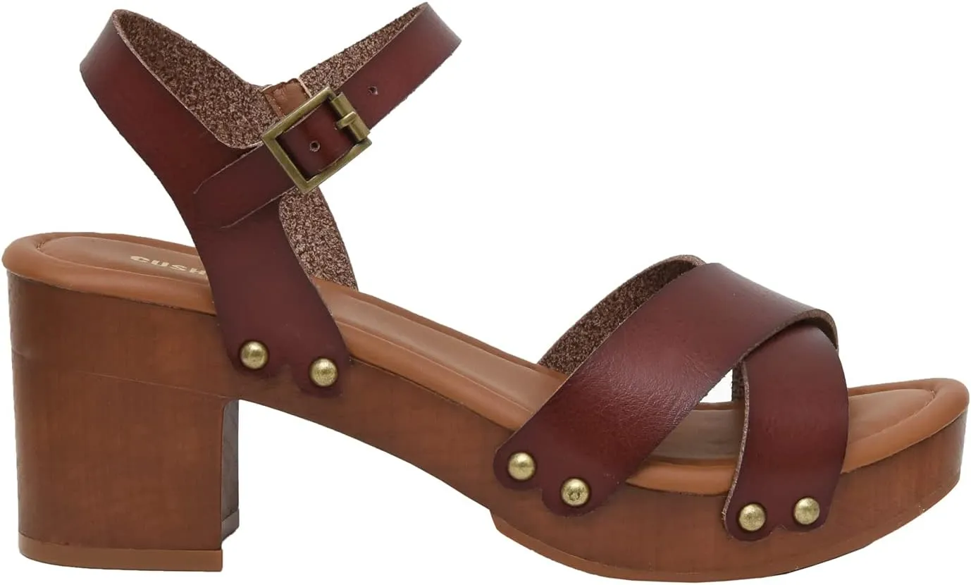 CUSHIONAIRE Women's Slate Faux Wood Sandal  Memory Foam Insole & LiteSole Technology -Wide Widths Available