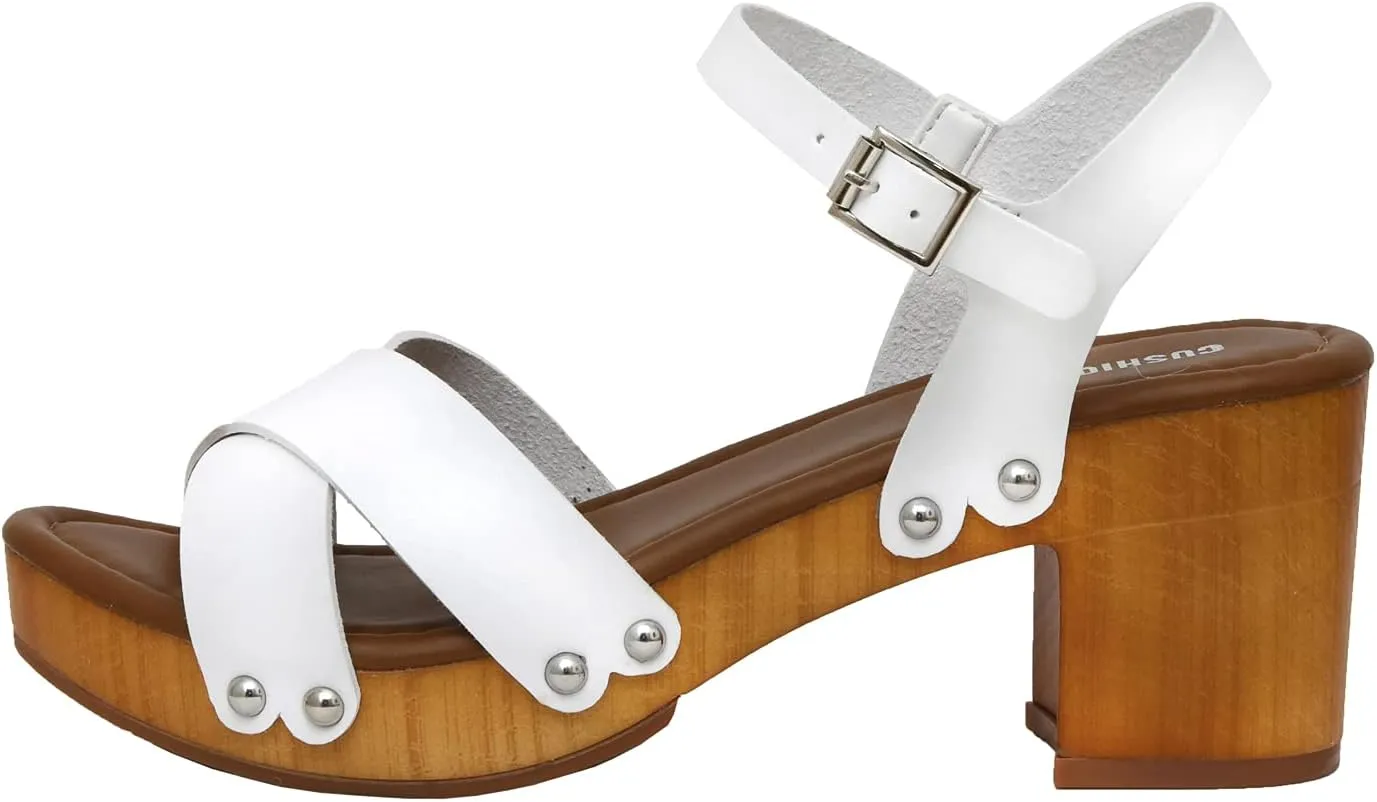 CUSHIONAIRE Women's Slate Faux Wood Sandal  Memory Foam Insole & LiteSole Technology -Wide Widths Available