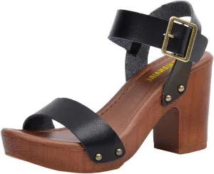 CUSHIONAIRE Women's Sydney Faux Wood Sandal  LiteSole Technology, Wide Widths Available