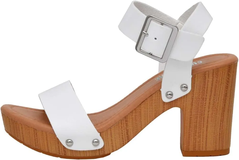 CUSHIONAIRE Women's Sydney Faux Wood Sandal  LiteSole Technology, Wide Widths Available