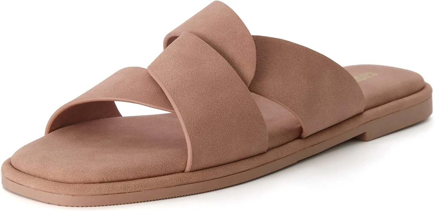 CUSHIONAIRE Women's Tribune slide sandal  Memory Foam, Wide Widths Available