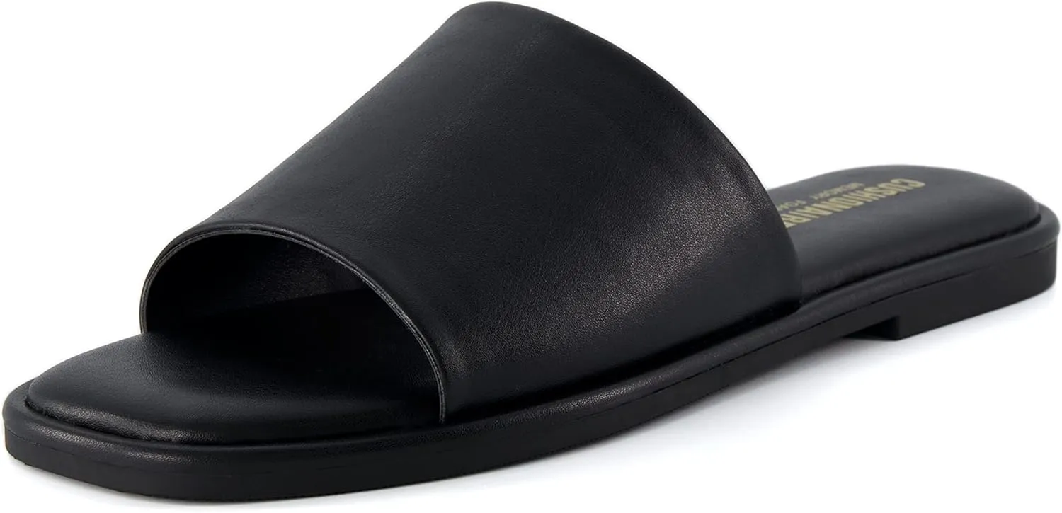 CUSHIONAIRE Women's Tudor slide sandal  Memory Foam, Wide Widths Available