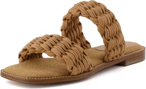 CUSHIONAIRE Women's Vibe braided two band sandal  Memory Foam, Wide Widths Available