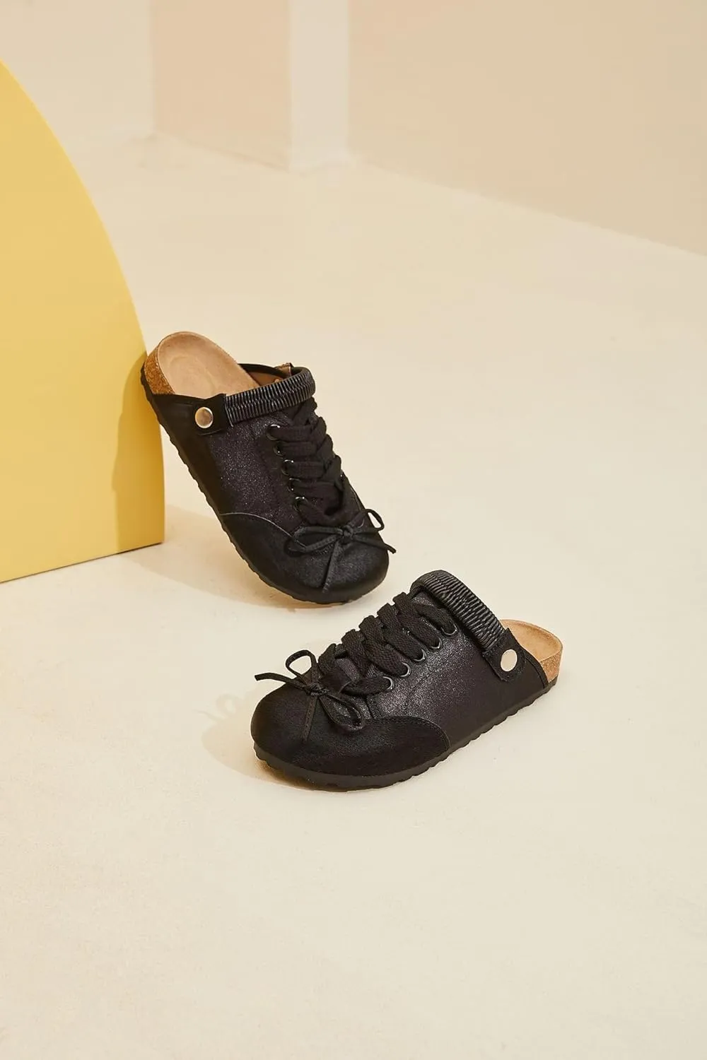 Cute Mules for Women Trendy Flats Ballet Loafers Women Girls with Cute Fashion Bow Decorated Back Strap Low Top Round Toe Shoes - Casual Comfortable Walking Lightweight Slip on All-Match Daily Wear