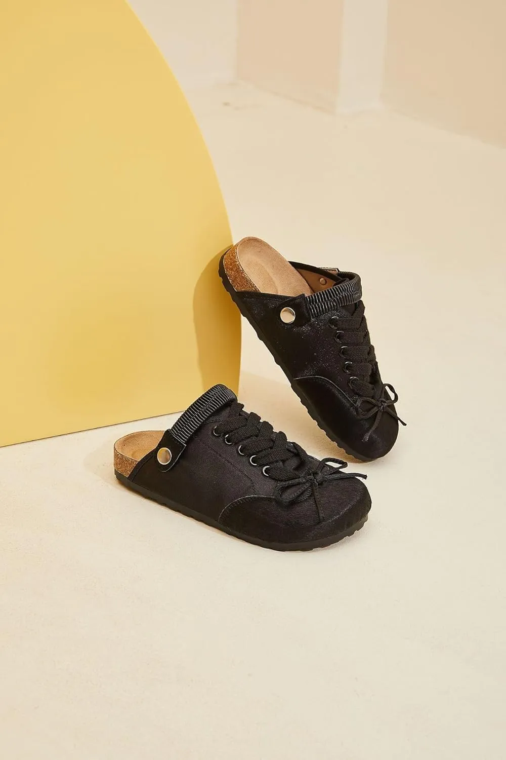 Cute Mules for Women Trendy Flats Ballet Loafers Women Girls with Cute Fashion Bow Decorated Back Strap Low Top Round Toe Shoes - Casual Comfortable Walking Lightweight Slip on All-Match Daily Wear