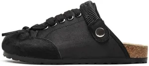 Cute Mules for Women Trendy Flats Ballet Loafers Women Girls with Cute Fashion Bow Decorated Back Strap Low Top Round Toe Shoes - Casual Comfortable Walking Lightweight Slip on All-Match Daily Wear