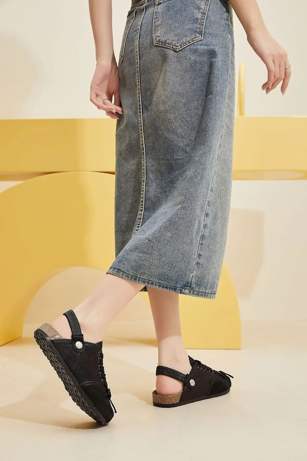 Cute Mules for Women Trendy Flats Ballet Loafers Women Girls with Cute Fashion Bow Decorated Back Strap Low Top Round Toe Shoes - Casual Comfortable Walking Lightweight Slip on All-Match Daily Wear