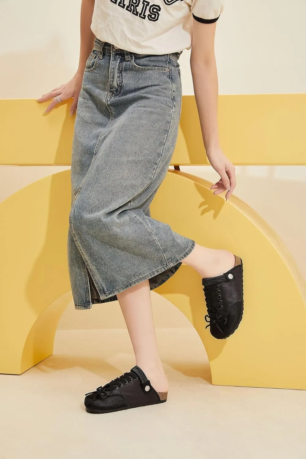 Cute Mules for Women Trendy Flats Ballet Loafers Women Girls with Cute Fashion Bow Decorated Back Strap Low Top Round Toe Shoes - Casual Comfortable Walking Lightweight Slip on All-Match Daily Wear