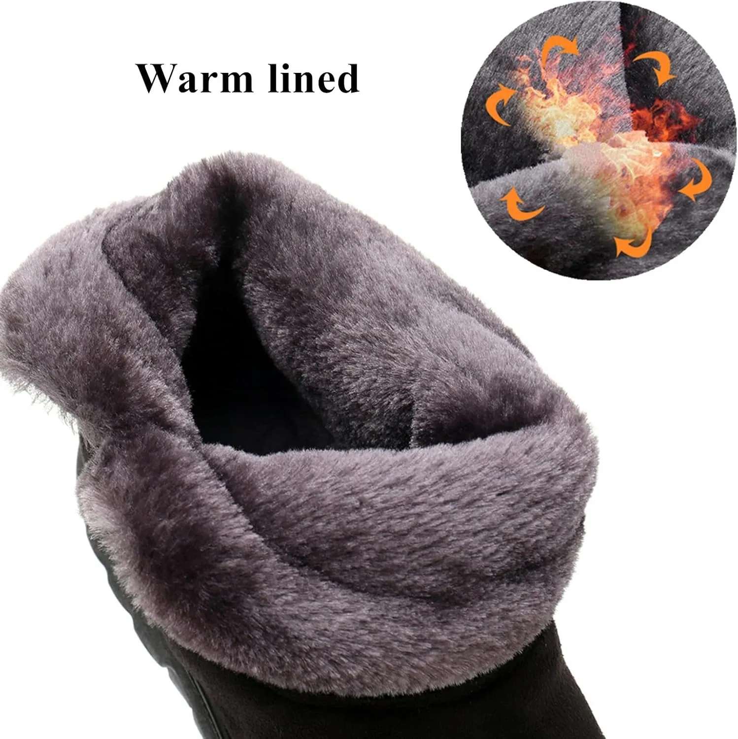 DADAWEN Women's Winter Warm Fur Lined Snow Boots Side Zipper Ankle Boots Outdoor Booties Comfortable Boots for Women