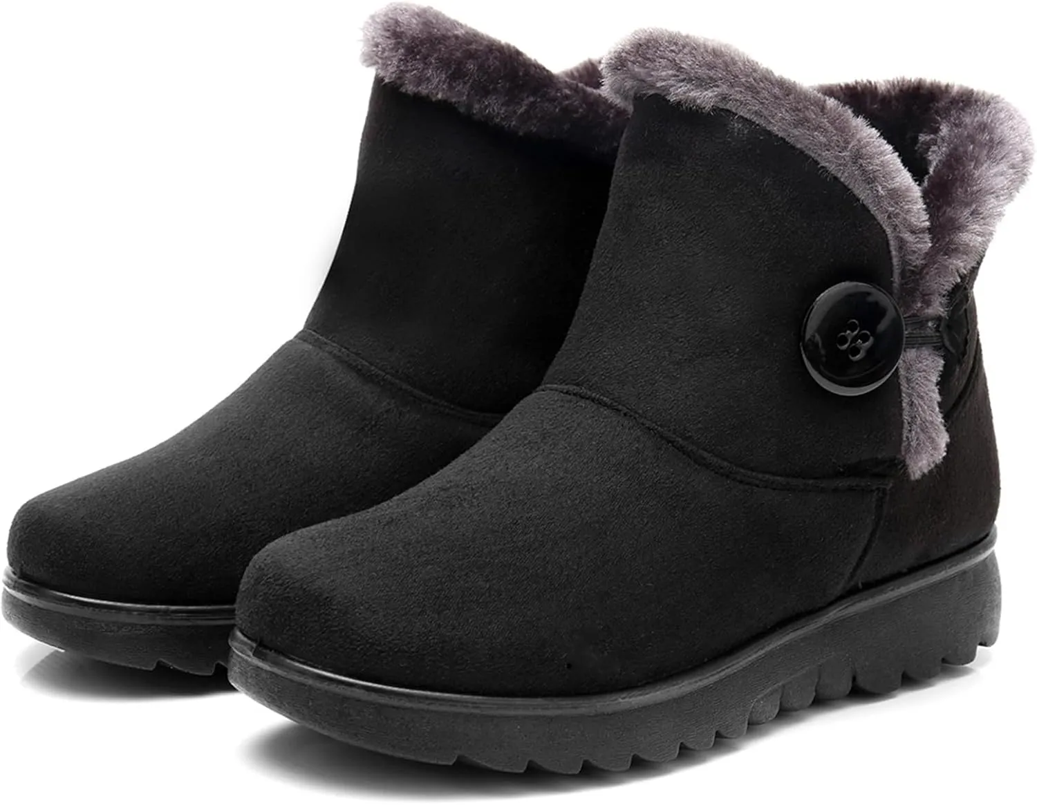 DADAWEN Women's Winter Warm Fur Lined Snow Boots Side Zipper Ankle Boots Outdoor Booties Comfortable Boots for Women