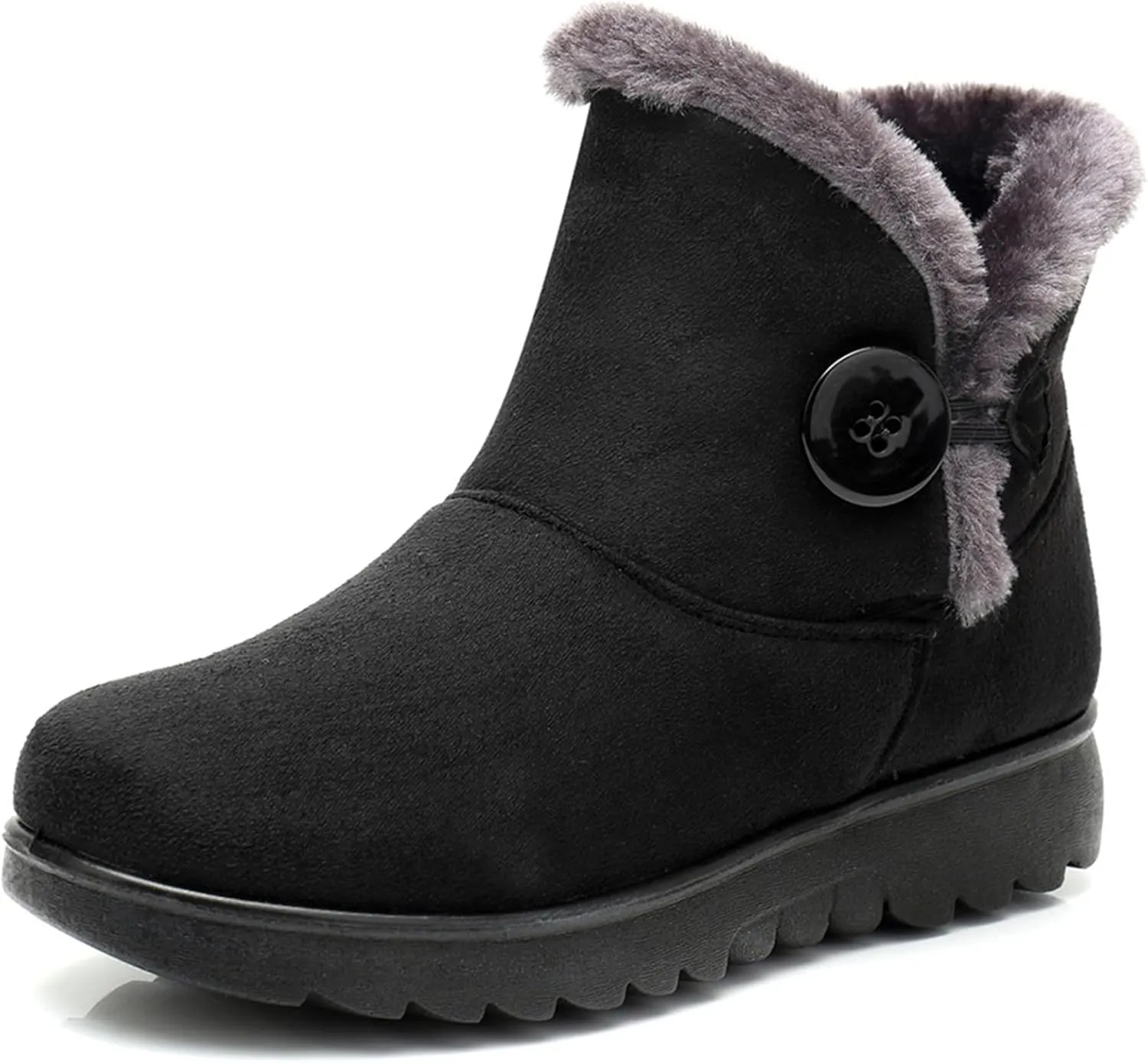 DADAWEN Women's Winter Warm Fur Lined Snow Boots Side Zipper Ankle Boots Outdoor Booties Comfortable Boots for Women