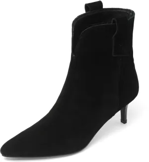 Dance&Style Women's 2.36 Inches Kitten Heels Shoes Leather Suede Ankle Boots Retro Winter Boots