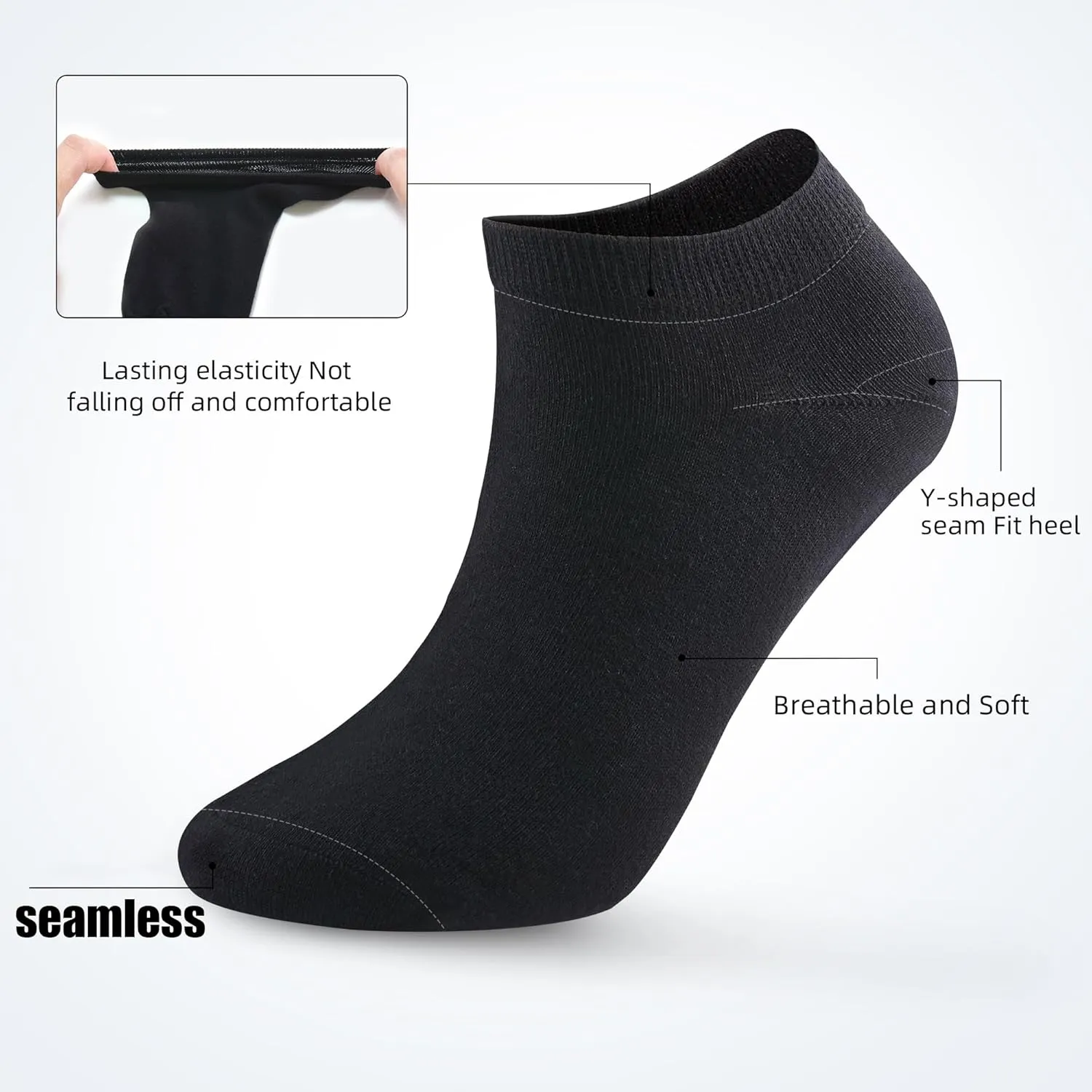 DarkCom Low Cut Ankle Socks for Women and Men, 8 Pairs Thin Seamless Cotton Socks