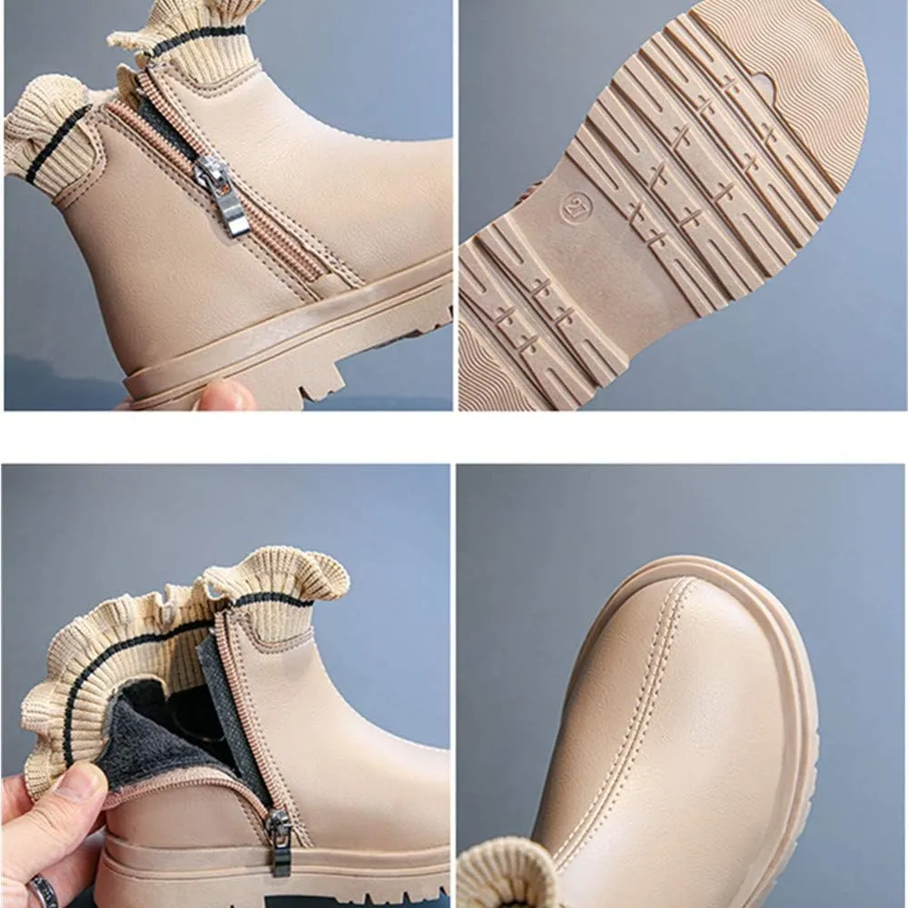 Dayiss Fashion Cute Toddler Little Girl's Boots Waterproof Ankle Short Boots Side Zipper Winter Snow Boots Warm Flat Dress Shoes