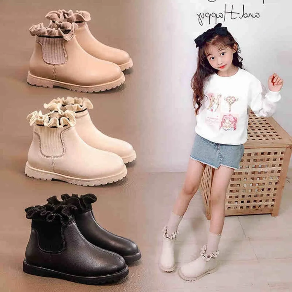 Dayiss Fashion Cute Toddler Little Girl's Boots Waterproof Ankle Short Boots Side Zipper Winter Snow Boots Warm Flat Dress Shoes