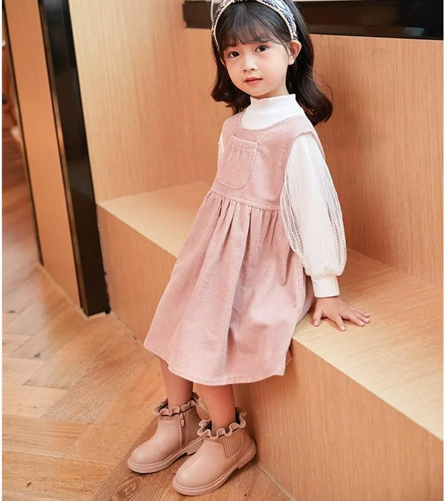Dayiss Fashion Cute Toddler Little Girl's Boots Waterproof Ankle Short Boots Side Zipper Winter Snow Boots Warm Flat Dress Shoes