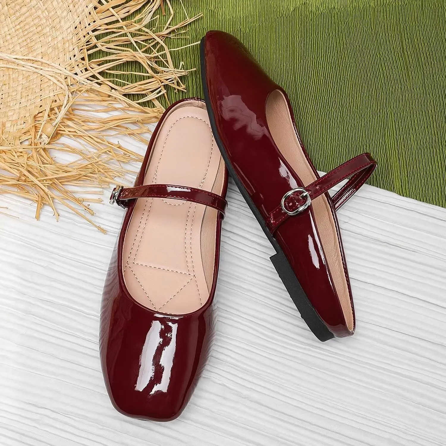 Dear Time Mules for Women Mary Janes Comfortable Flat Mules Dressy Office Slip On Slides