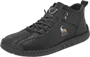 DESESE Men's Beck Shoes Waterproof Non Slip Handmade High Top Chukka Boots Slip On Loafers Vintage Hand Stitching Comfort Soft Breathable Lace-up Lightweight Fashionable Flats Oxford Shoes