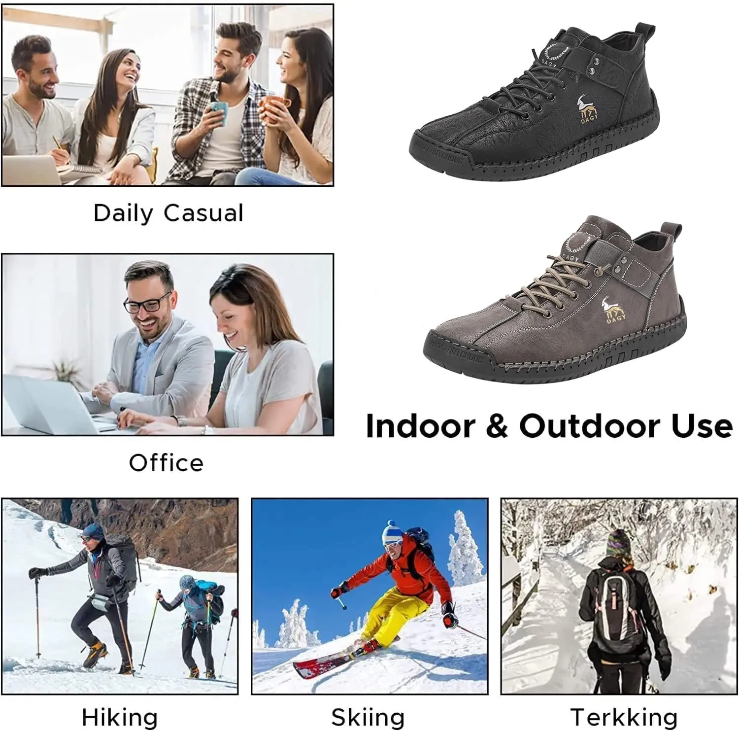 DESESE Men's Beck Shoes Waterproof Non Slip Handmade High Top Chukka Boots Slip On Loafers Vintage Hand Stitching Comfort Soft Breathable Lace-up Lightweight Fashionable Flats Oxford Shoes