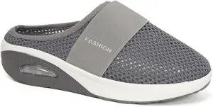 Diabetic Air-Cushion Slip-On Walking Shoes Orthopedic Slippers Arch-Support Mules Backless Summer Mule Shoes Sneakers Mesh Air Cushion Open Back Slip On Breathable Slippers Closed Toe Slides