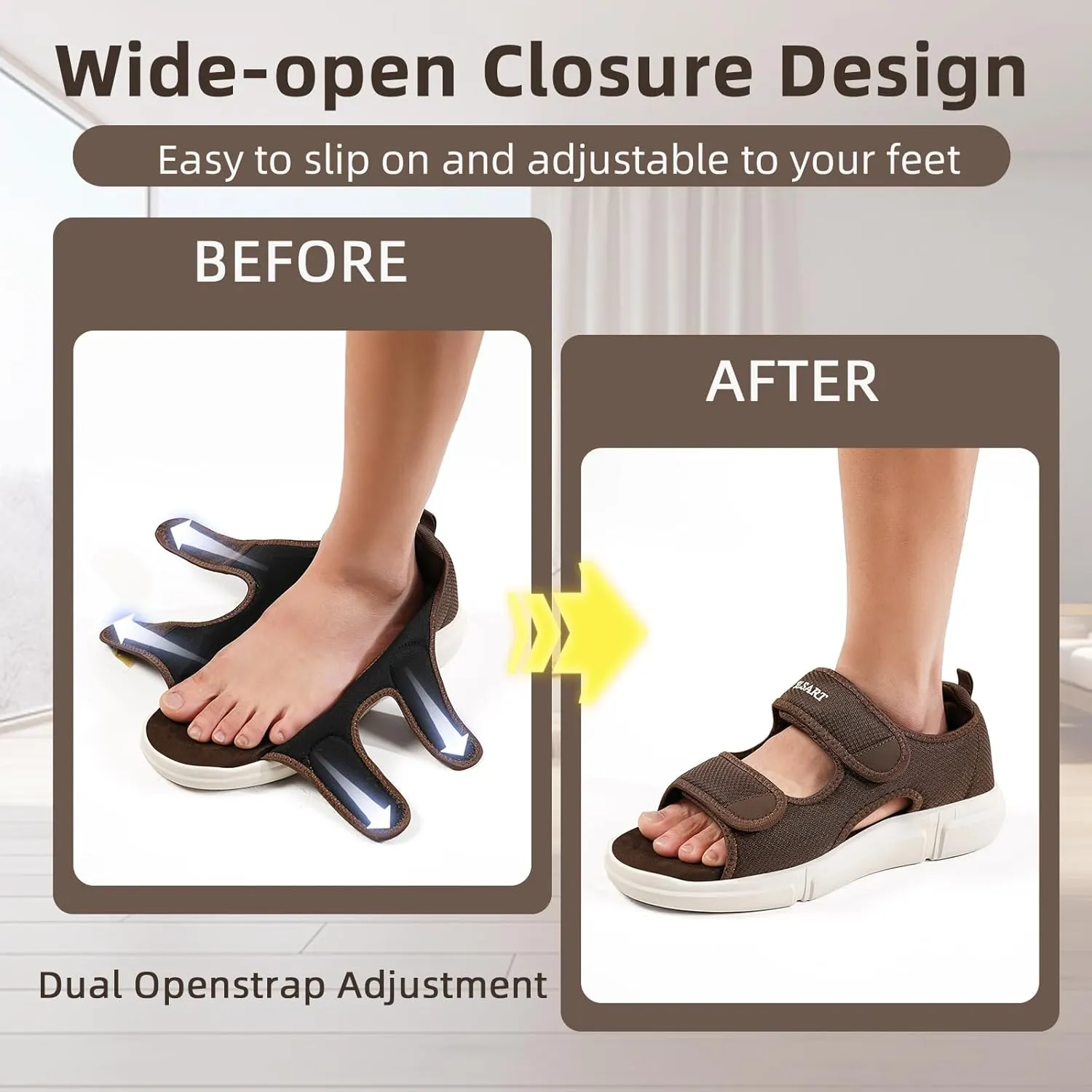 Diabetic Sandals for Men Wide Toe Swollen Feet Adjustable for Foot Pain ReliefOpen Toe Casual Athletic Sandals for Outdoor Beach Travel Summer
