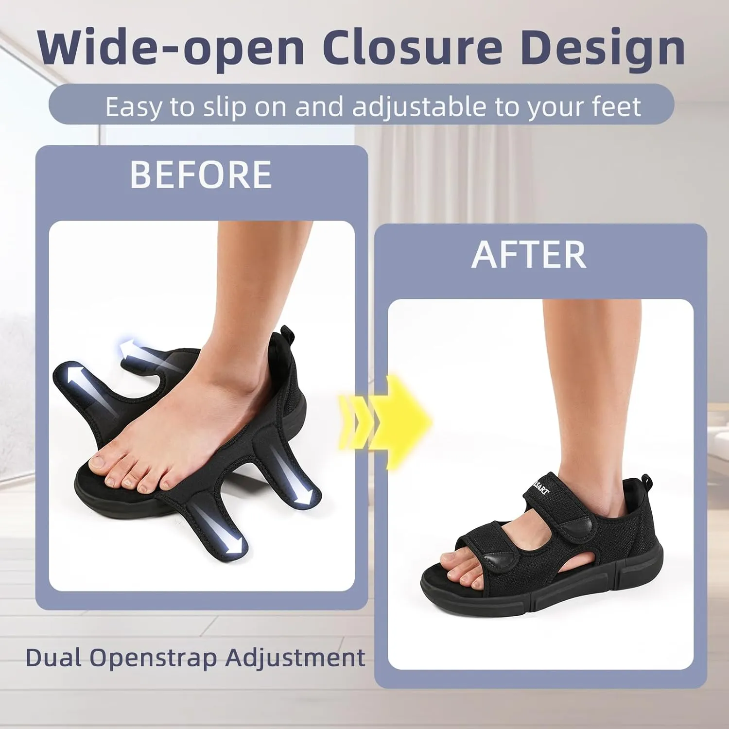 Diabetic Sandals for Men Wide Toe Swollen Feet Adjustable for Foot Pain ReliefOpen Toe Casual Athletic Sandals for Outdoor Beach Travel Summer