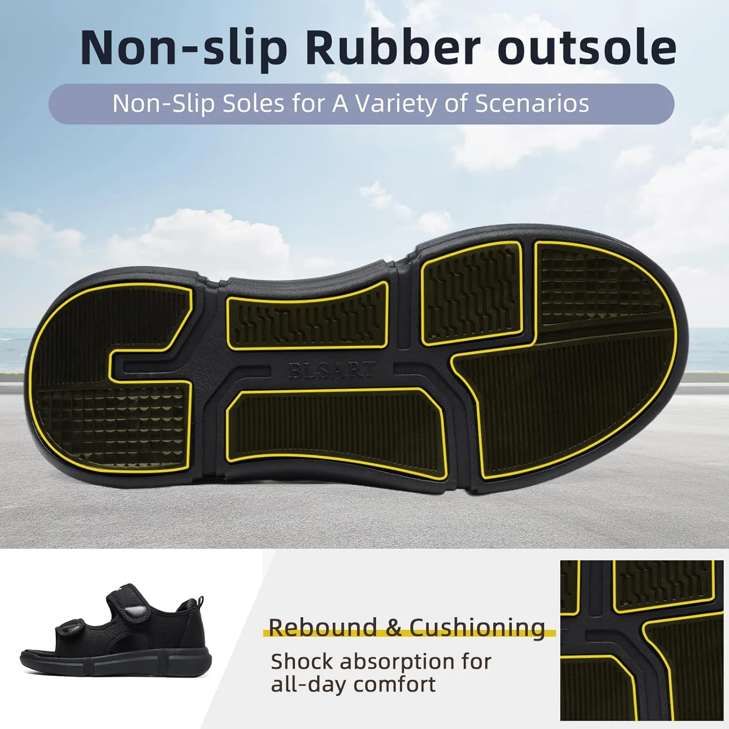 Diabetic Sandals for Men Wide Toe Swollen Feet Adjustable for Foot Pain ReliefOpen Toe Casual Athletic Sandals for Outdoor Beach Travel Summer