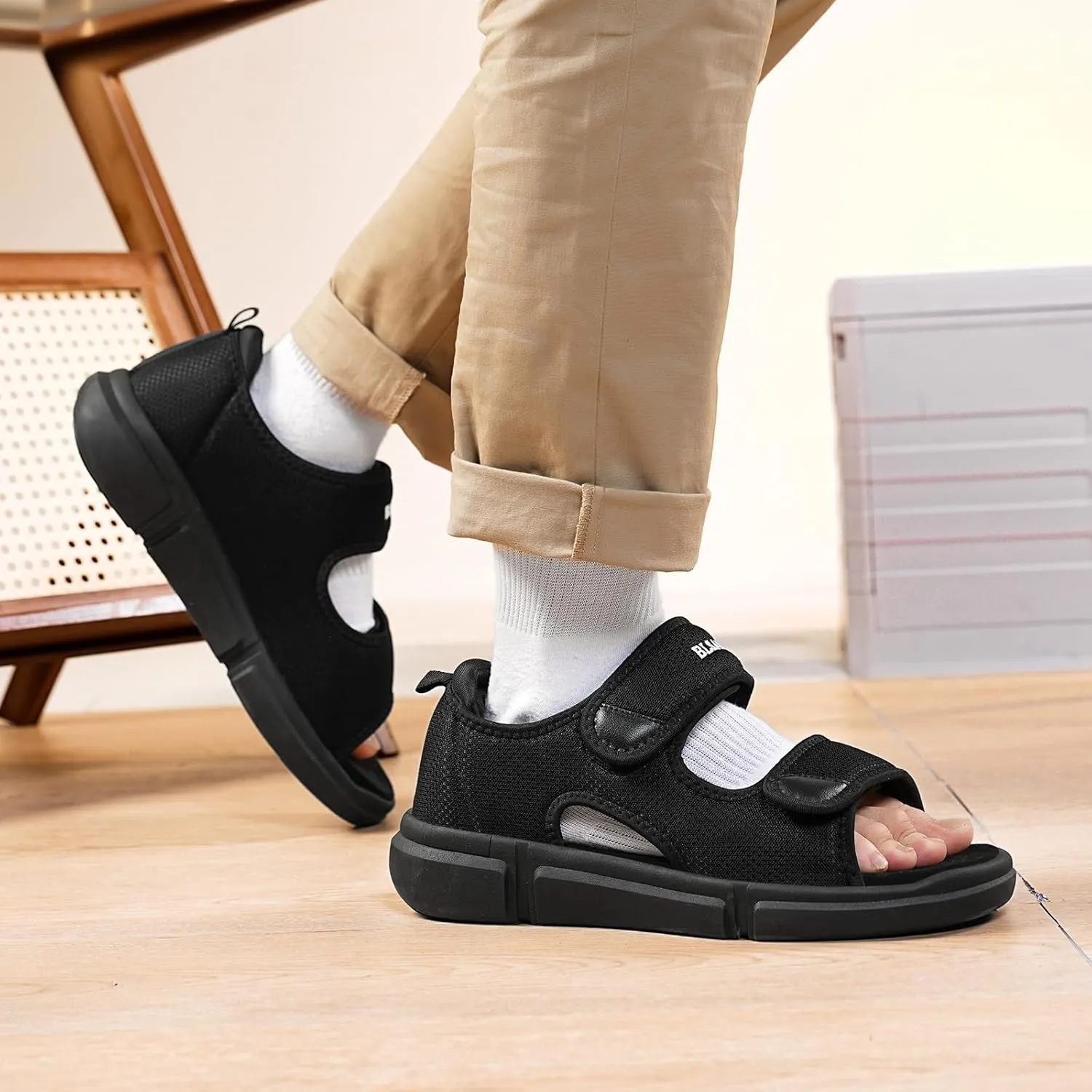 Diabetic Sandals for Men Wide Toe Swollen Feet Adjustable for Foot Pain ReliefOpen Toe Casual Athletic Sandals for Outdoor Beach Travel Summer