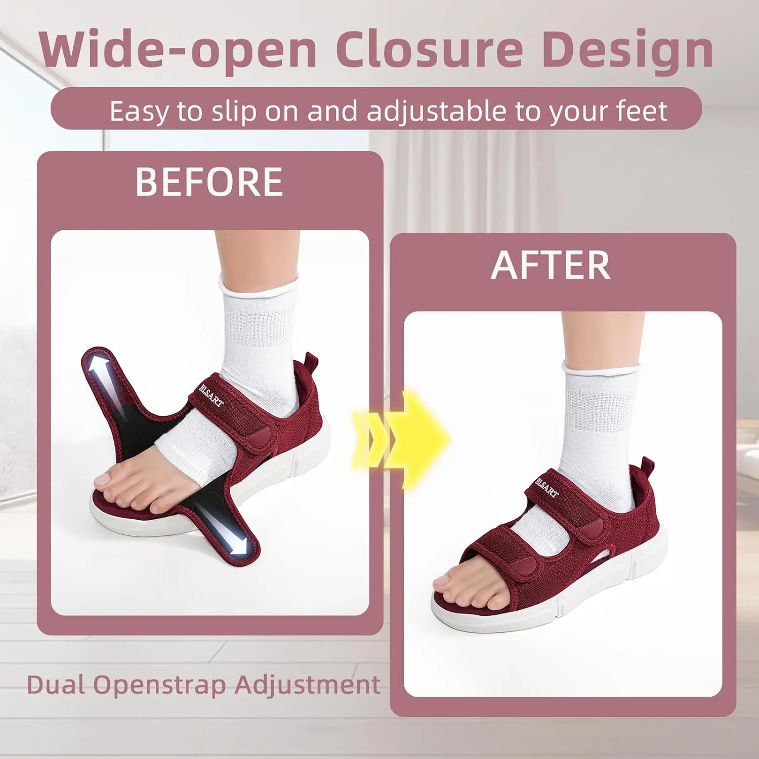 Diabetic Sandals for Women Wide Toe Swollen Feet Adjustable for Foot Pain Relief Open Toe Casual Athletic Sandals for Outdoor Beach Travel Summer
