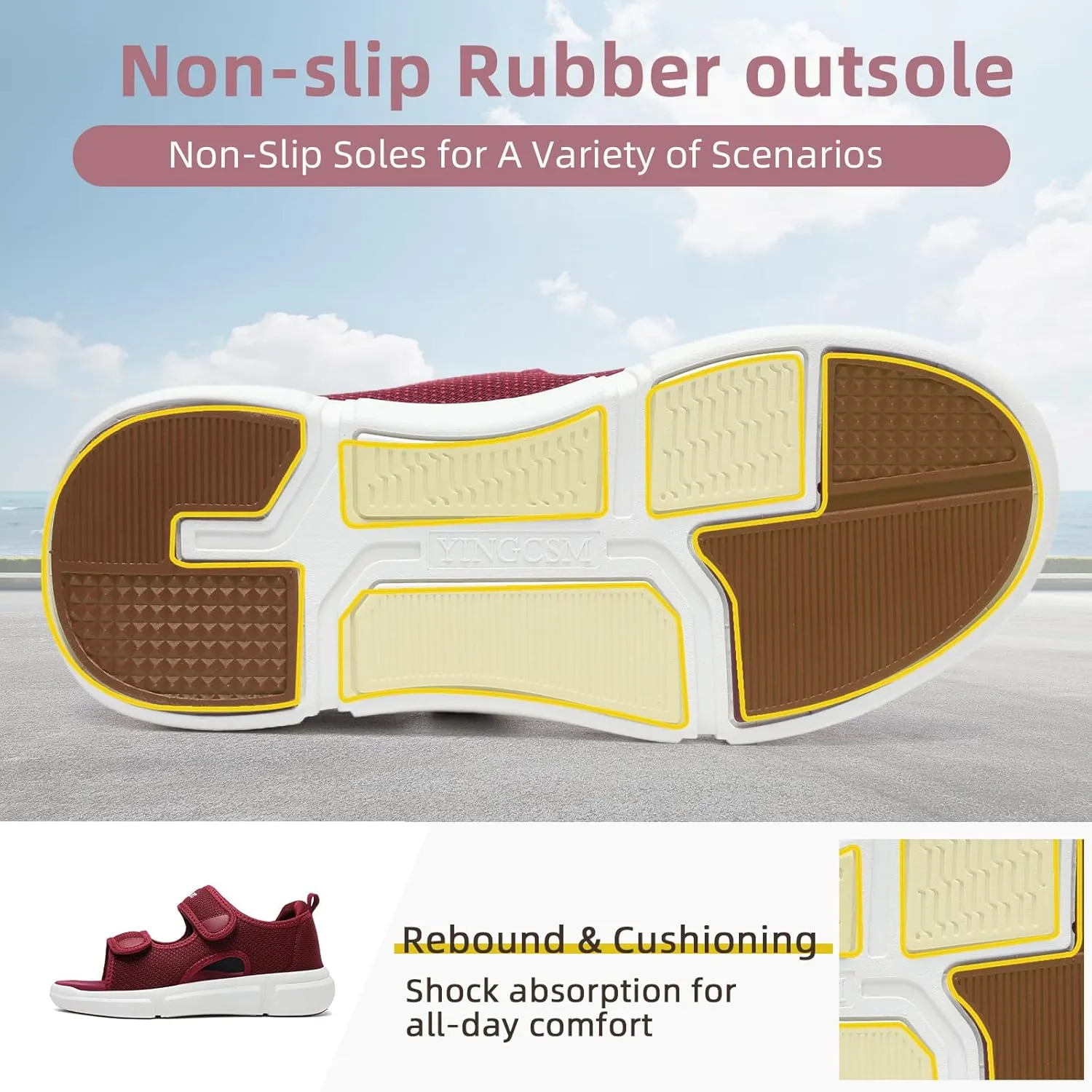 Diabetic Sandals for Women Wide Toe Swollen Feet Adjustable for Foot Pain Relief Open Toe Casual Athletic Sandals for Outdoor Beach Travel Summer