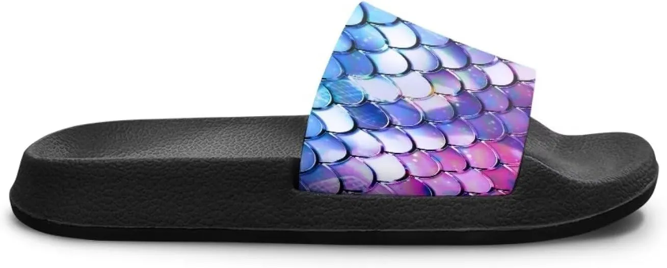 Doojoayie Wide Fit Slides for Kids Girls Colorful Beach Shoes for Water Play Non Slip