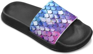 Doojoayie Wide Fit Slides for Kids Girls Colorful Beach Shoes for Water Play Non Slip