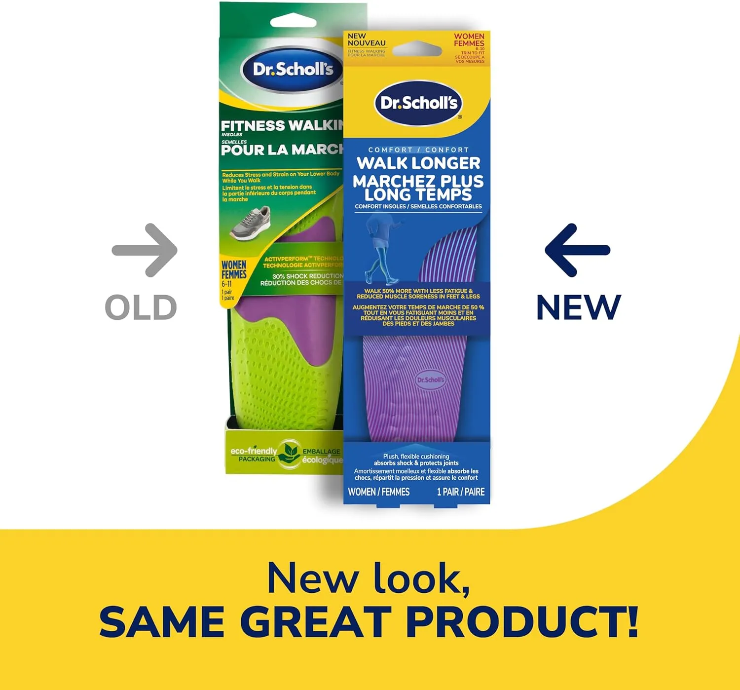 Dr. Scholl's Walk Longer Insoles - Comfortable Plush Foam Cushioning Inserts for Walking, Hiking, and Standing on Feet All-Day with Arch Support - Walk 50% Longer Without Muscle Fatigue