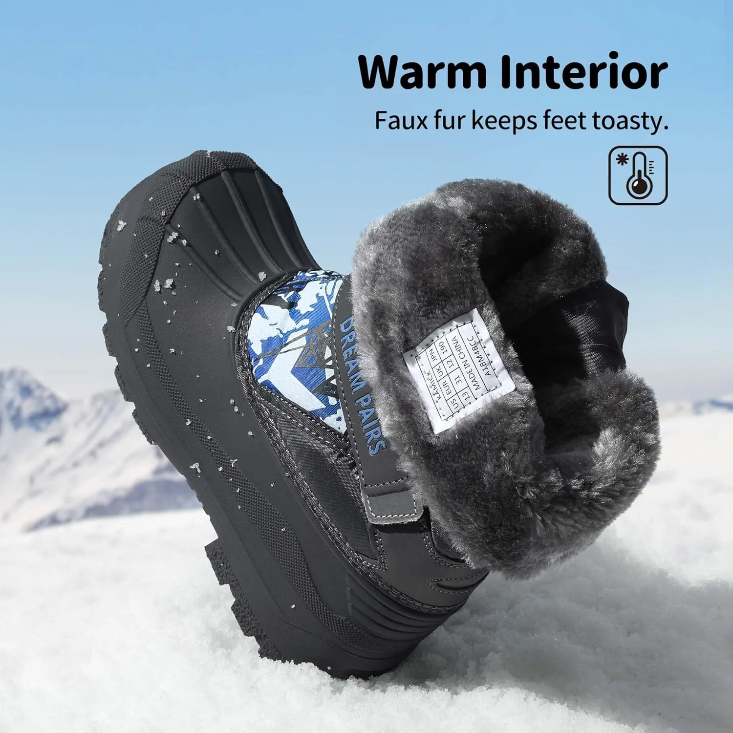 DREAM PAIRS Boys & Girls Mid Calf Water-Resistant Winter Snow Boots for Toddler/Little/Big Kid