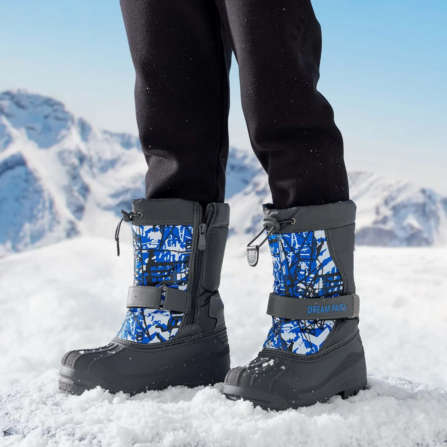 DREAM PAIRS Boys & Girls Mid Calf Water-Resistant Winter Snow Boots for Toddler/Little/Big Kid