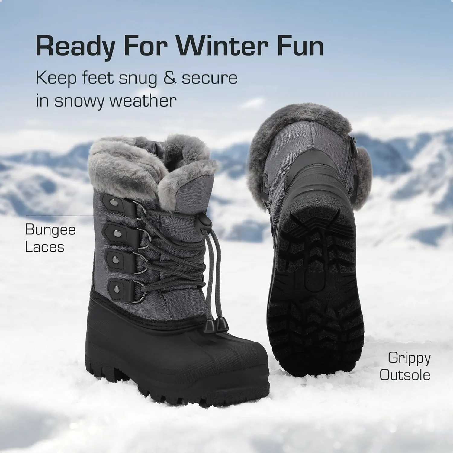 DREAM PAIRS Boys & Girls Waterproof Winter Snow Boots for Little Kid/Big Kid