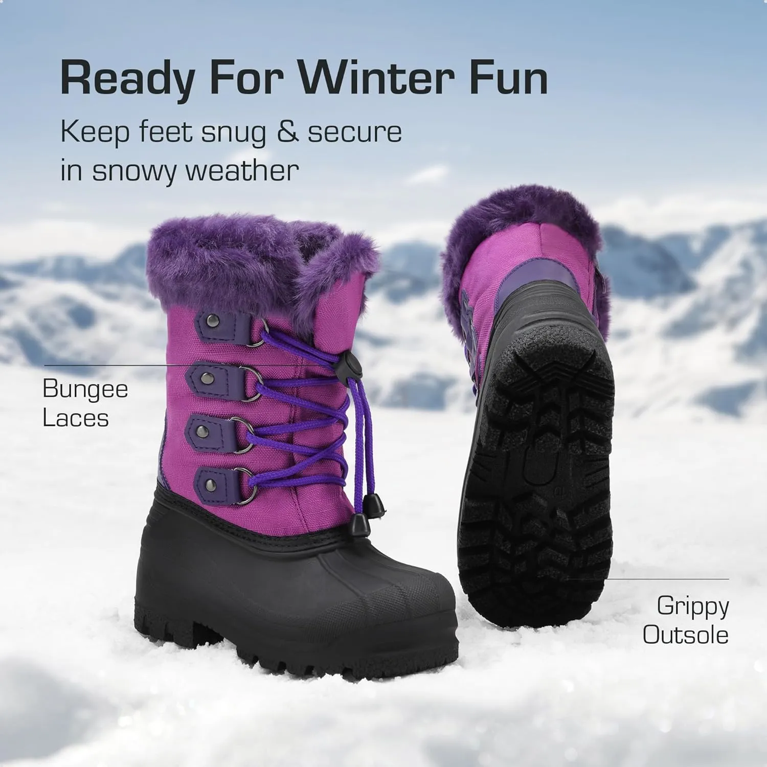 DREAM PAIRS Boys & Girls Waterproof Winter Snow Boots for Little Kid/Big Kid