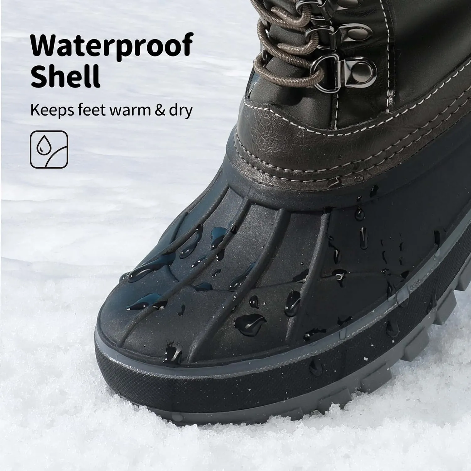 DREAM PAIRS Boys Girls Snow Boots Water-Resistant Outdoor Warm Cozy Anti-Slip Mid Calf Faux Fur Lining Insulated Winter Shoes for Little/Big Kids