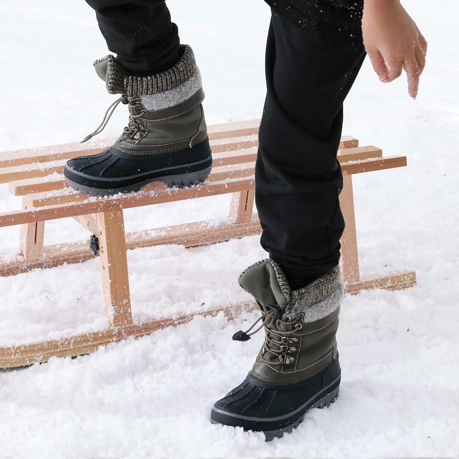 DREAM PAIRS Boys Girls Snow Boots Water-Resistant Outdoor Warm Cozy Anti-Slip Mid Calf Faux Fur Lining Insulated Winter Shoes for Little/Big Kids