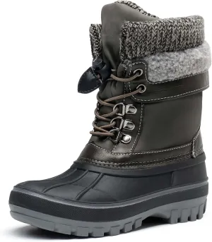 DREAM PAIRS Boys Girls Snow Boots Water-Resistant Outdoor Warm Cozy Anti-Slip Mid Calf Faux Fur Lining Insulated Winter Shoes for Little/Big Kids