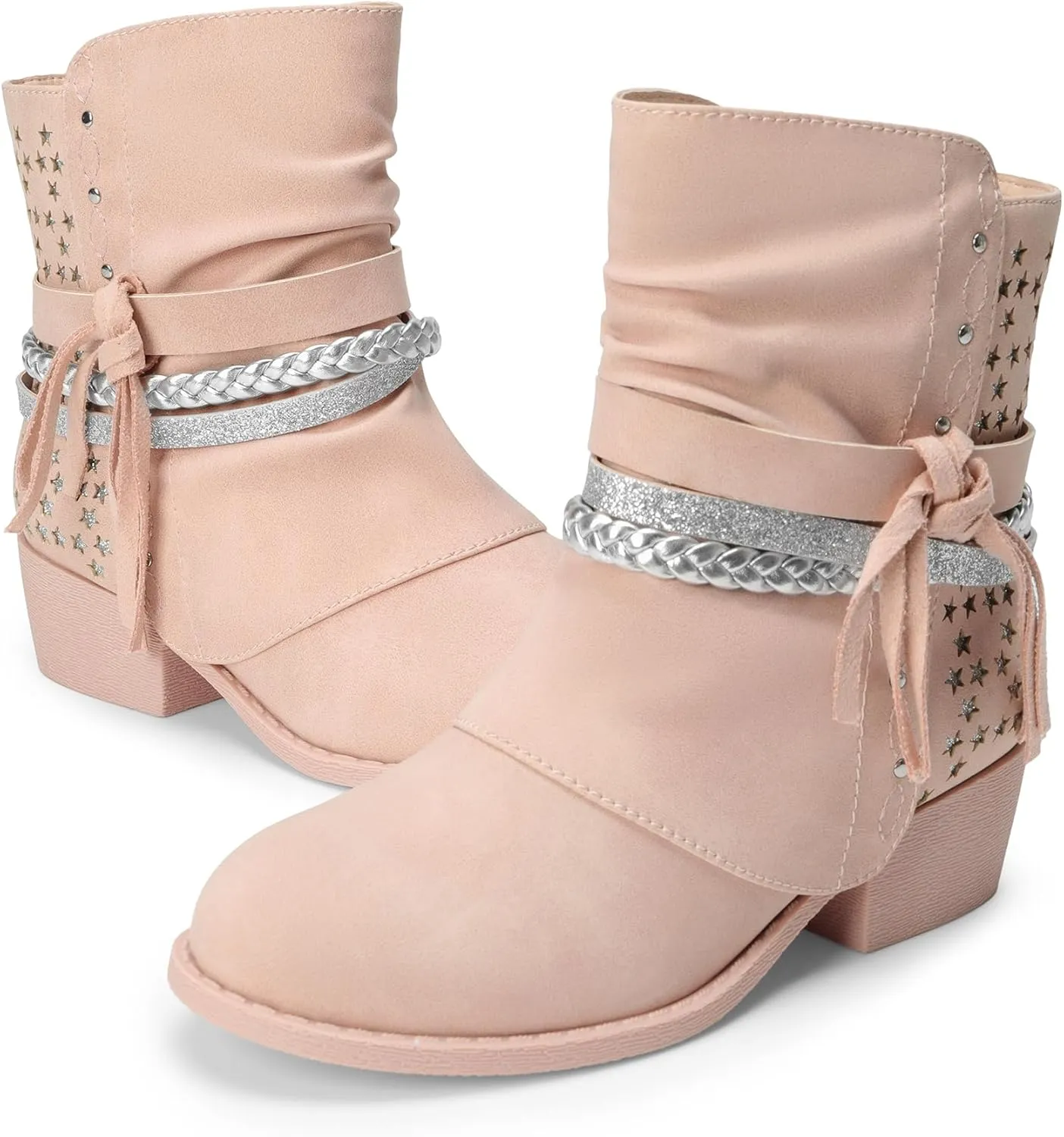 DREAM PAIRS Girls Ankle Boots Side Zipper Low Heels Boots Little Kid/Big Kid
