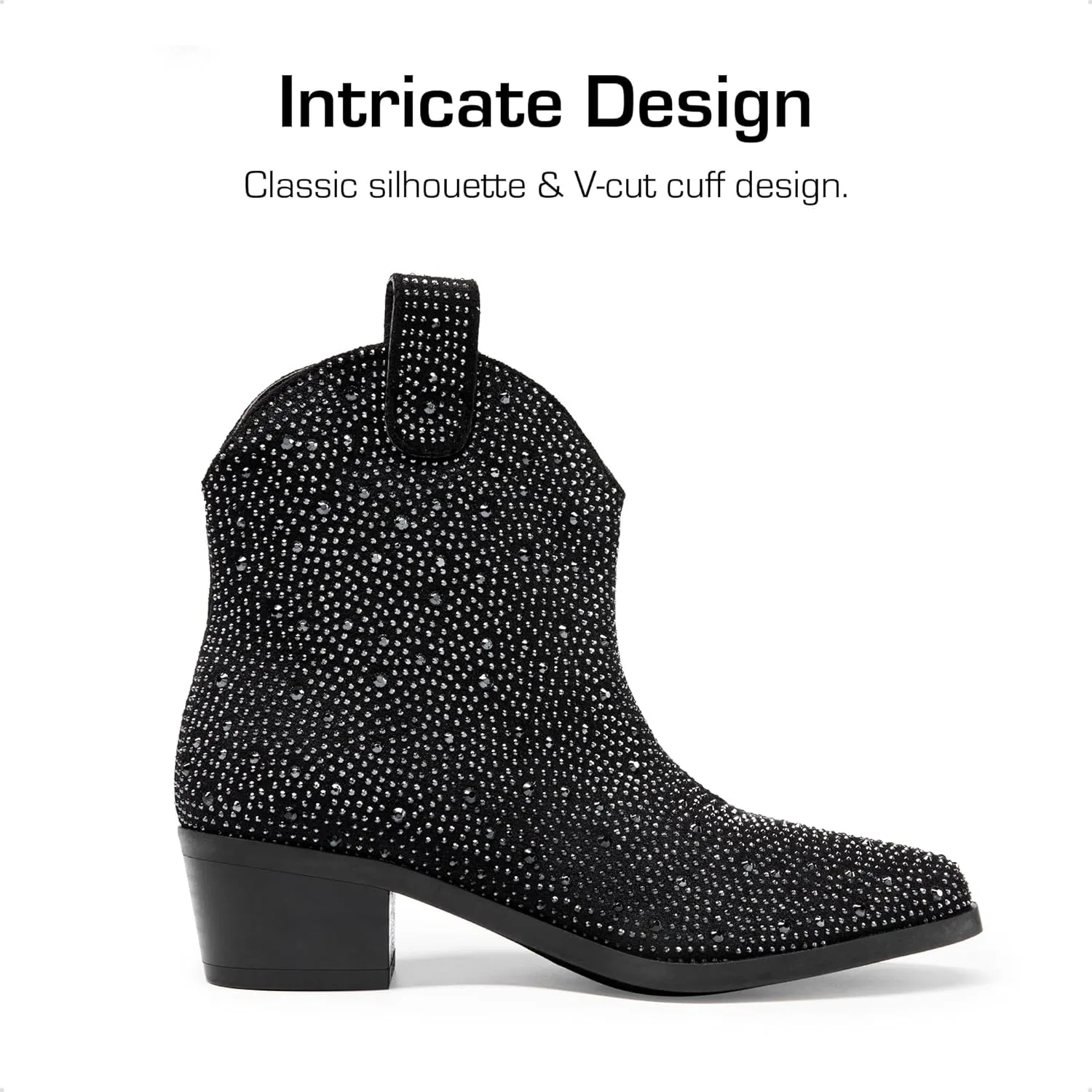 DREAM PAIRS Girls Cowgirl Cowboy Rhinestone Boots Ankle Low Heel Dress Booties