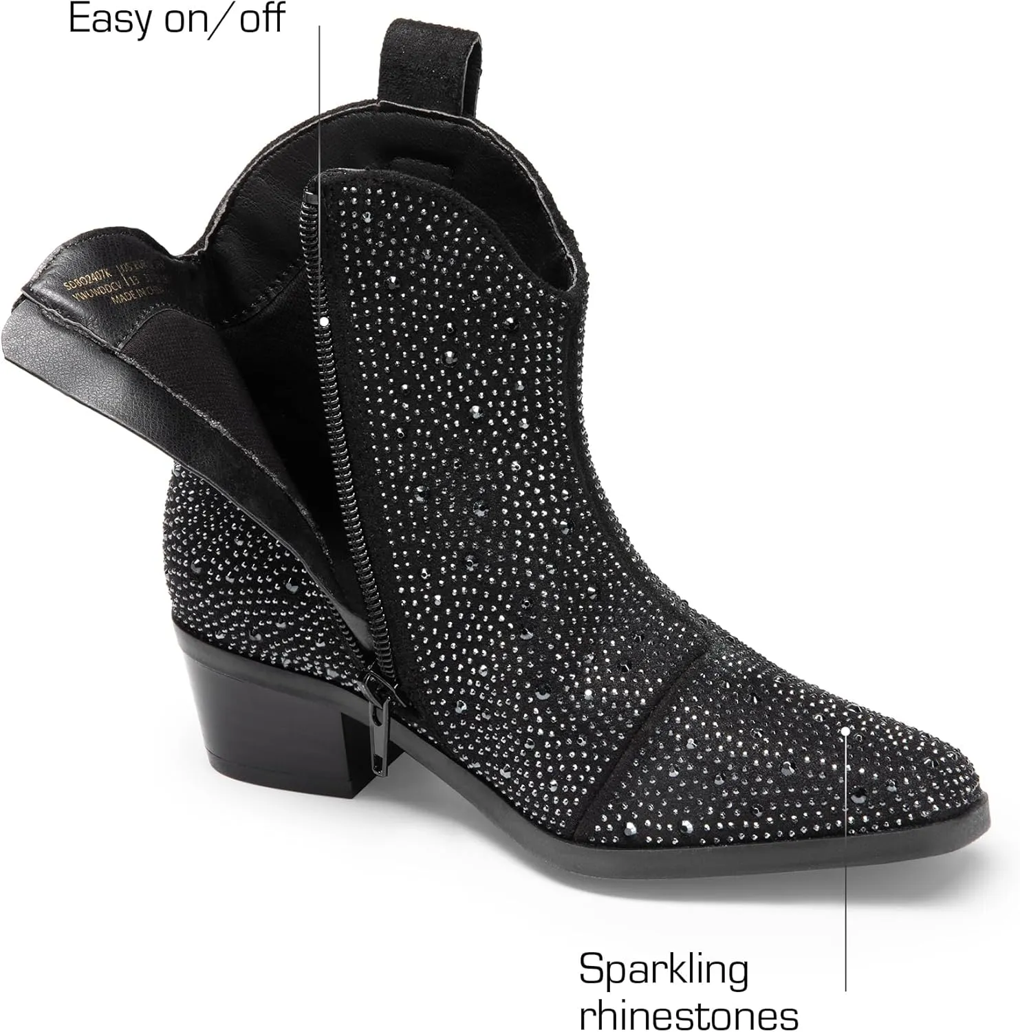 DREAM PAIRS Girls Cowgirl Cowboy Rhinestone Boots Ankle Low Heel Dress Booties