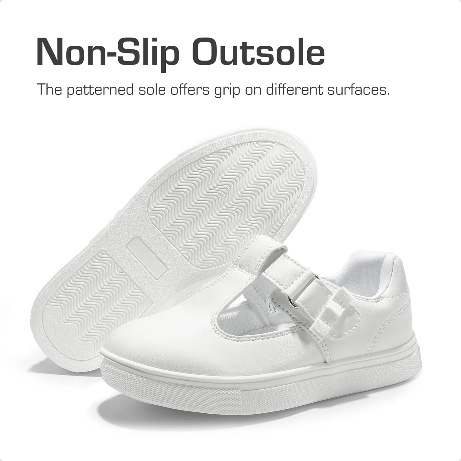 DREAM PAIRS Girls Mary Jane School Uniform Shoes T-Strap Flat Sneakers for Toddler/Little Kid