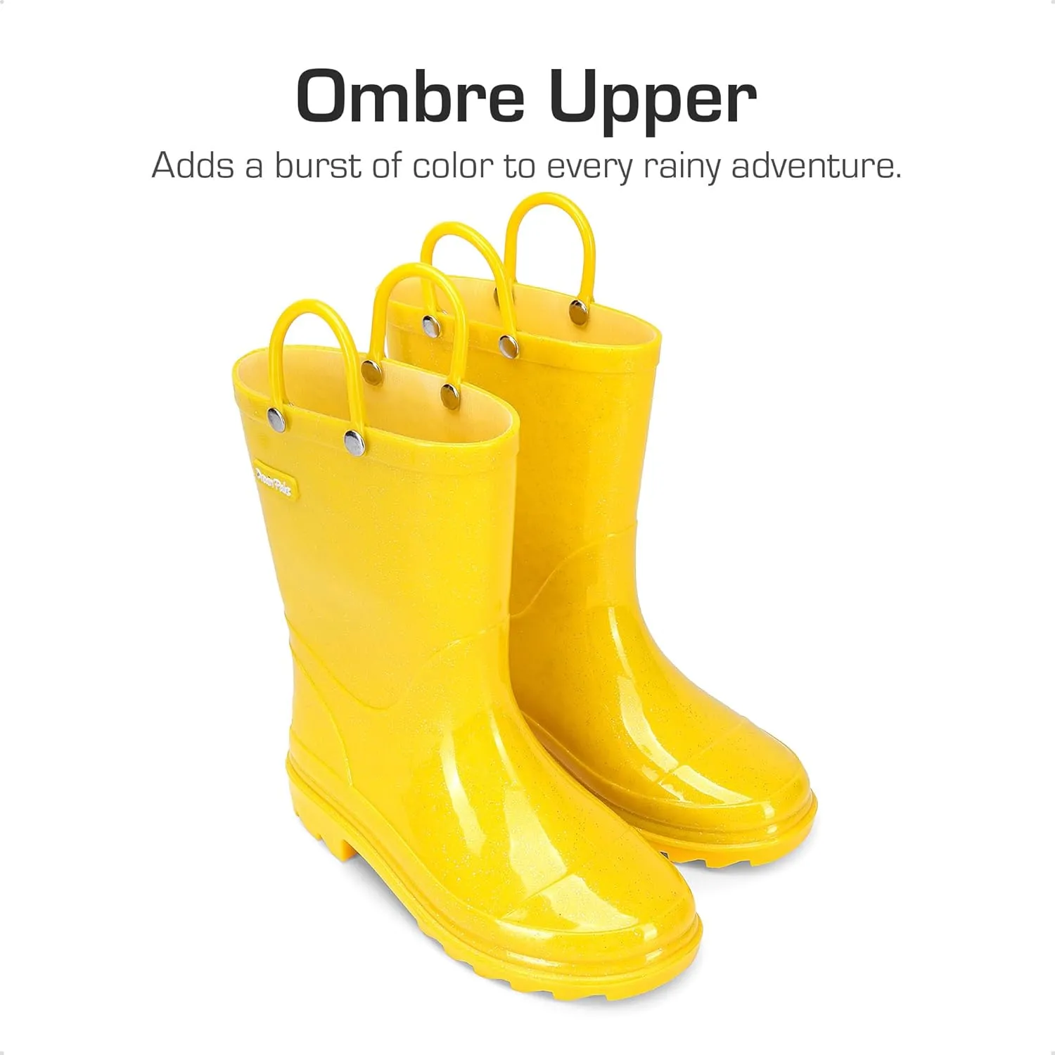 DREAM PAIRS Kids Rain Boots Glitter Boys Girls with Easy-on Handles Sparkly Waterproof Boots Outdoor Playing Rain Boots Unisex-Child