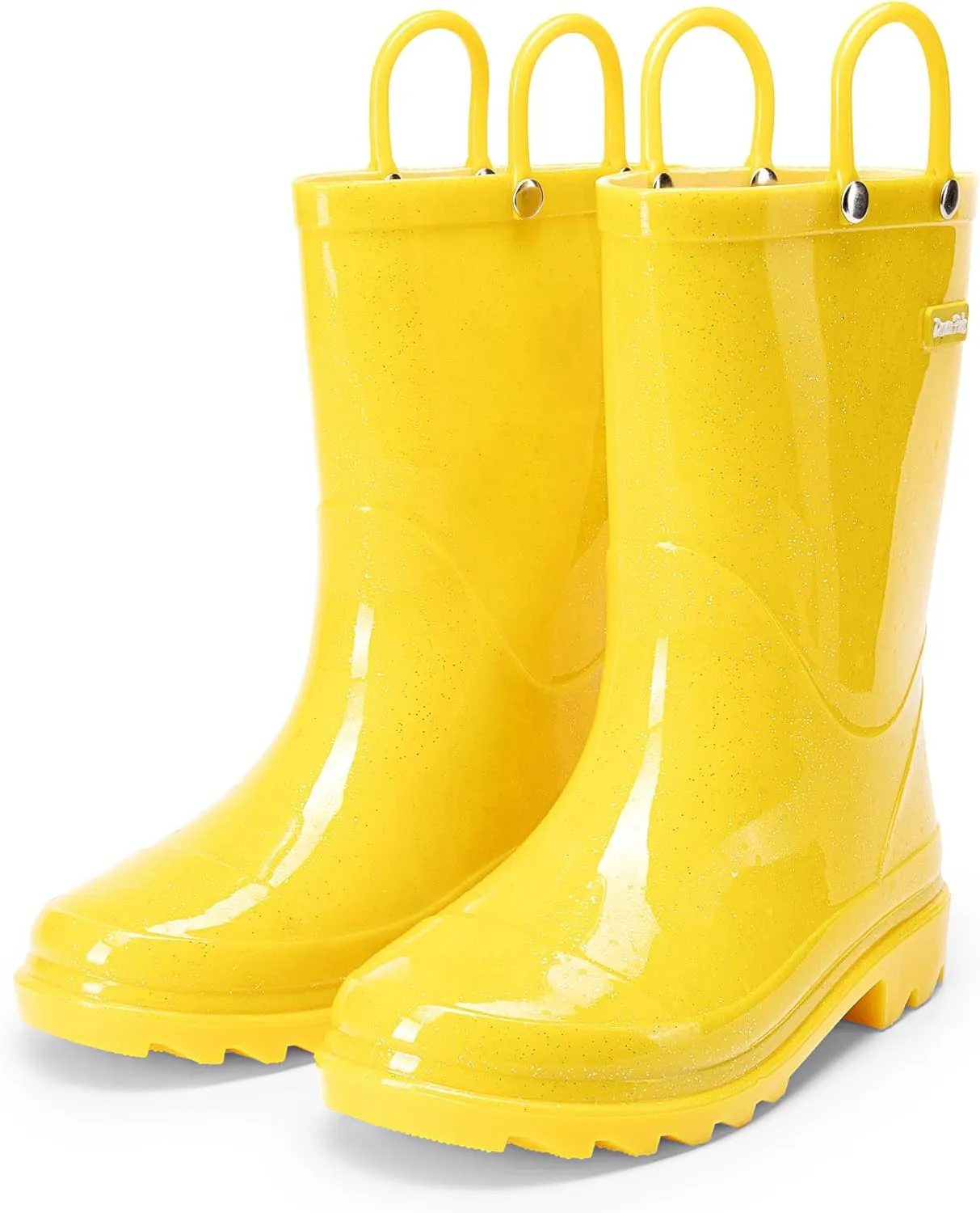 DREAM PAIRS Kids Rain Boots Glitter Boys Girls with Easy-on Handles Sparkly Waterproof Boots Outdoor Playing Rain Boots Unisex-Child