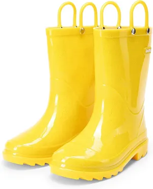 DREAM PAIRS Kids Rain Boots Glitter Boys Girls with Easy-on Handles Sparkly Waterproof Boots Outdoor Playing Rain Boots Unisex-Child