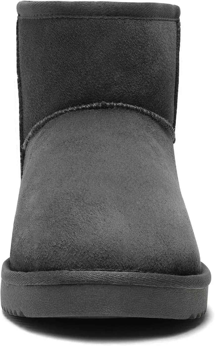 DREAM PAIRS Women's Black Brown Tan Grey Winter Snow Boots Classic Faux Fur Lined Slip On Ankle Boots