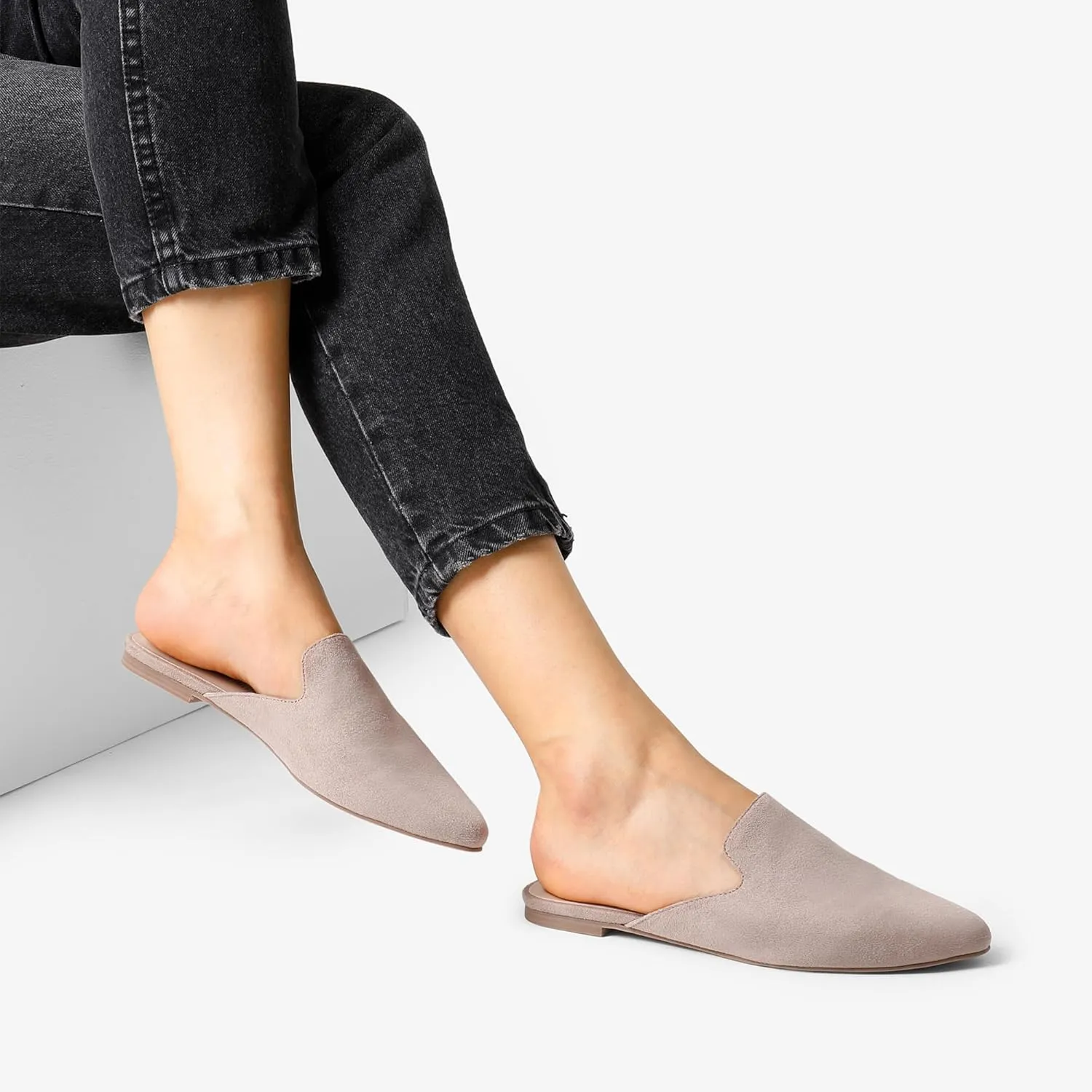 DREAM PAIRS Women's Flat Mules Pointed Toe Backless Loafer Shoes
